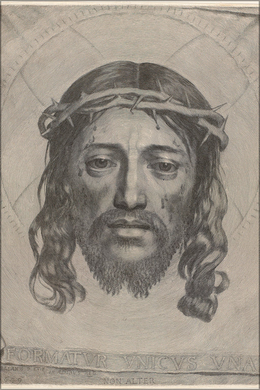 24"x36" Gallery Poster, Face of jesus Christ by claude mellan c1649