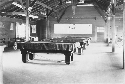 24"x36" Gallery Poster, (Five pool tables in recreation hall at the Submarine Base, Los Angeles.) -  - 295473