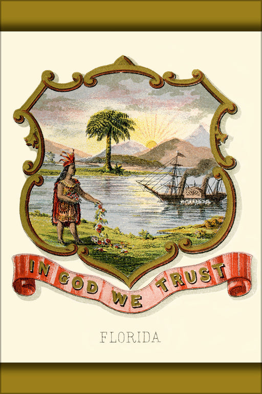 24"x36" Gallery Poster, Florida state coat of arms (illustrated, 1876)