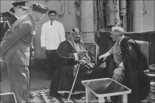 24"x36" Gallery Poster, Franklin d. Roosevelt & King Ibn Saud of Saudi Arabia 1945