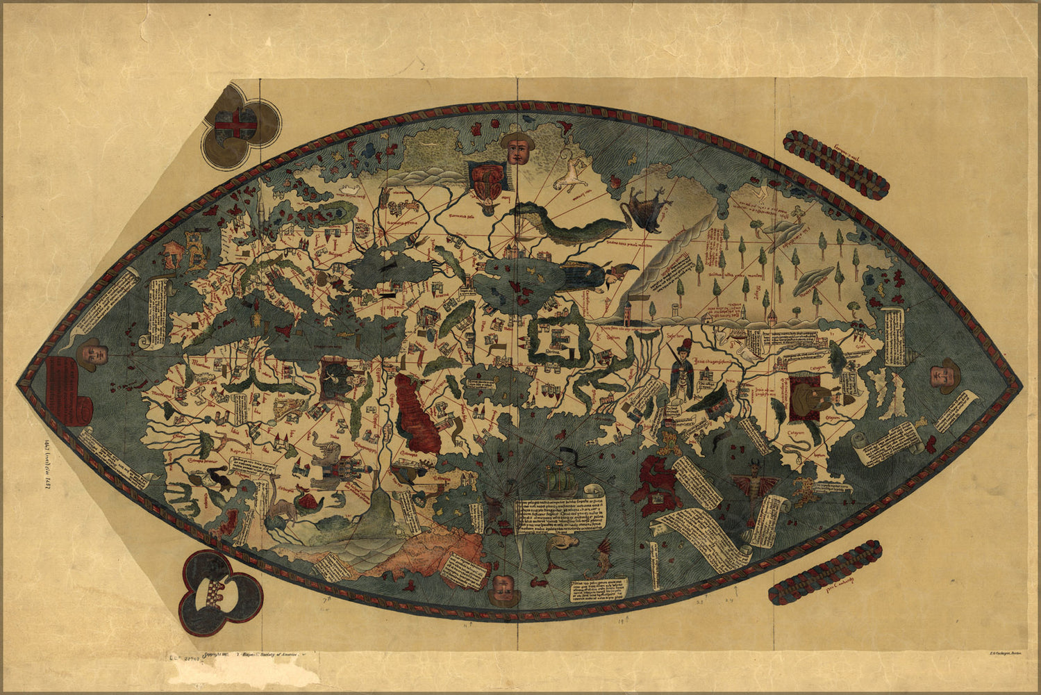 24"x36" Gallery Poster, Genoese world map 1457
