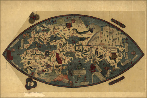 24"x36" Gallery Poster, Genoese world map 1457