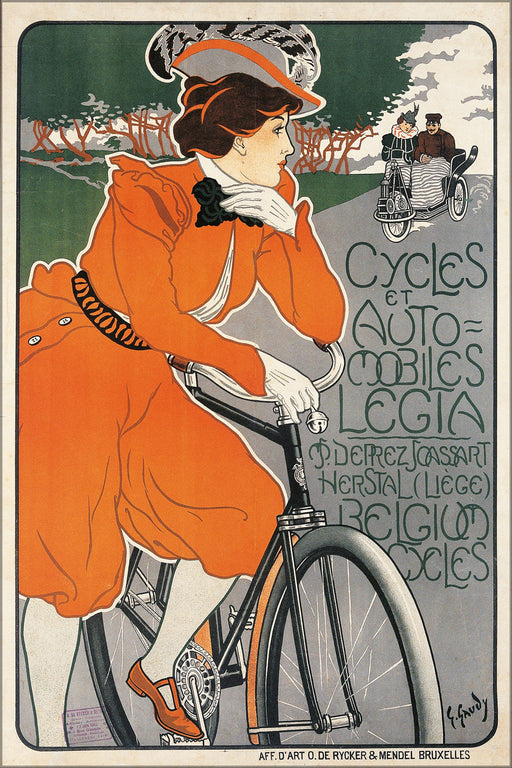 24"x36" Gallery Poster, Georges Gaudy - Cycles et Automobiles Legia bicycle 1898