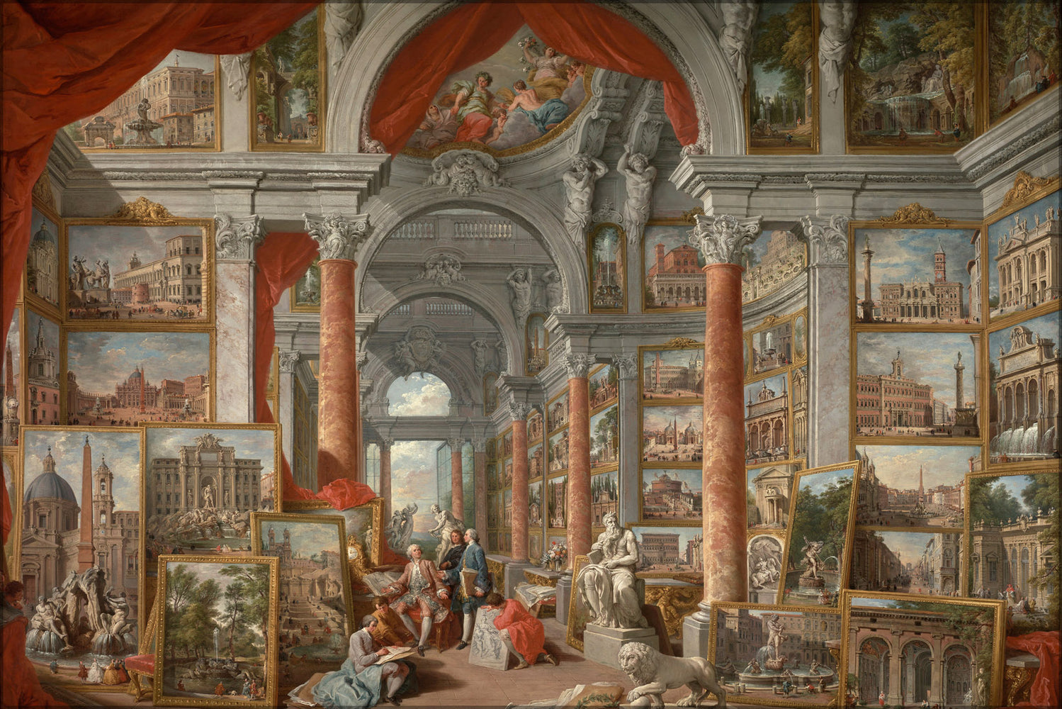 24"x36" Gallery Poster, Giovanni Paolo Pannini Picture Gallery with Views of Modern Rome