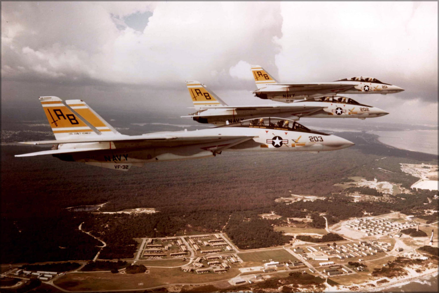 24"x36" Gallery Poster, Grumman F-14 Tomcat fighters over Cape Henry in September 1974