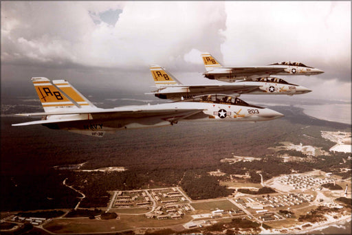24"x36" Gallery Poster, Grumman F-14 Tomcat fighters over Cape Henry in September 1974