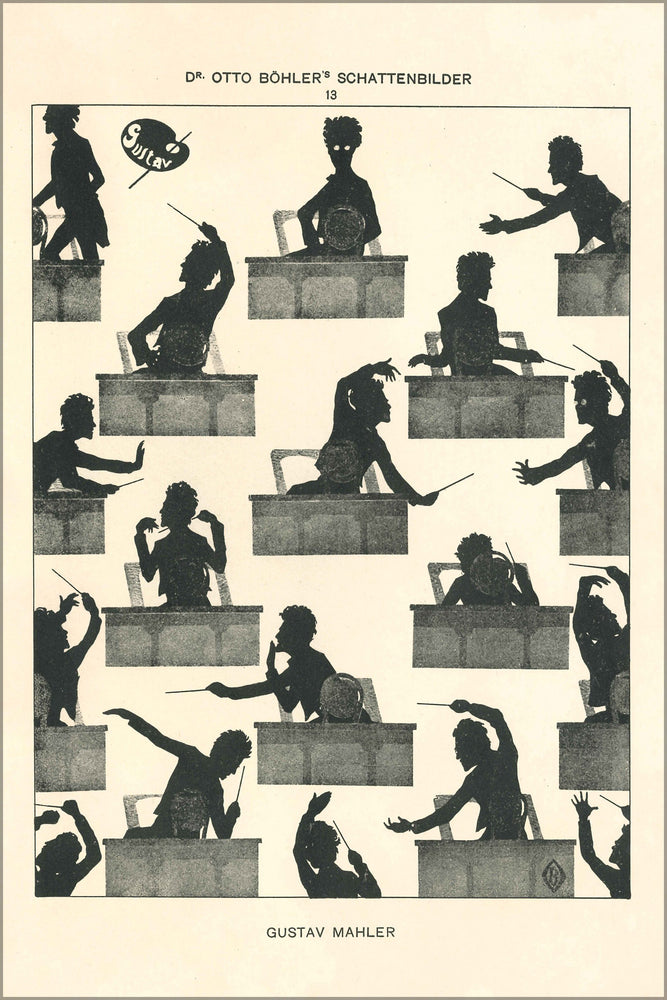 24"x36" Gallery Poster, Gustav Mahler, Silhouette by otto bohler pub late 19th century