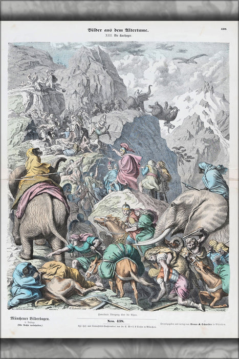 24"x36" Gallery Poster, Hannibal crosses the Alps by heinrich leutemann 1866
