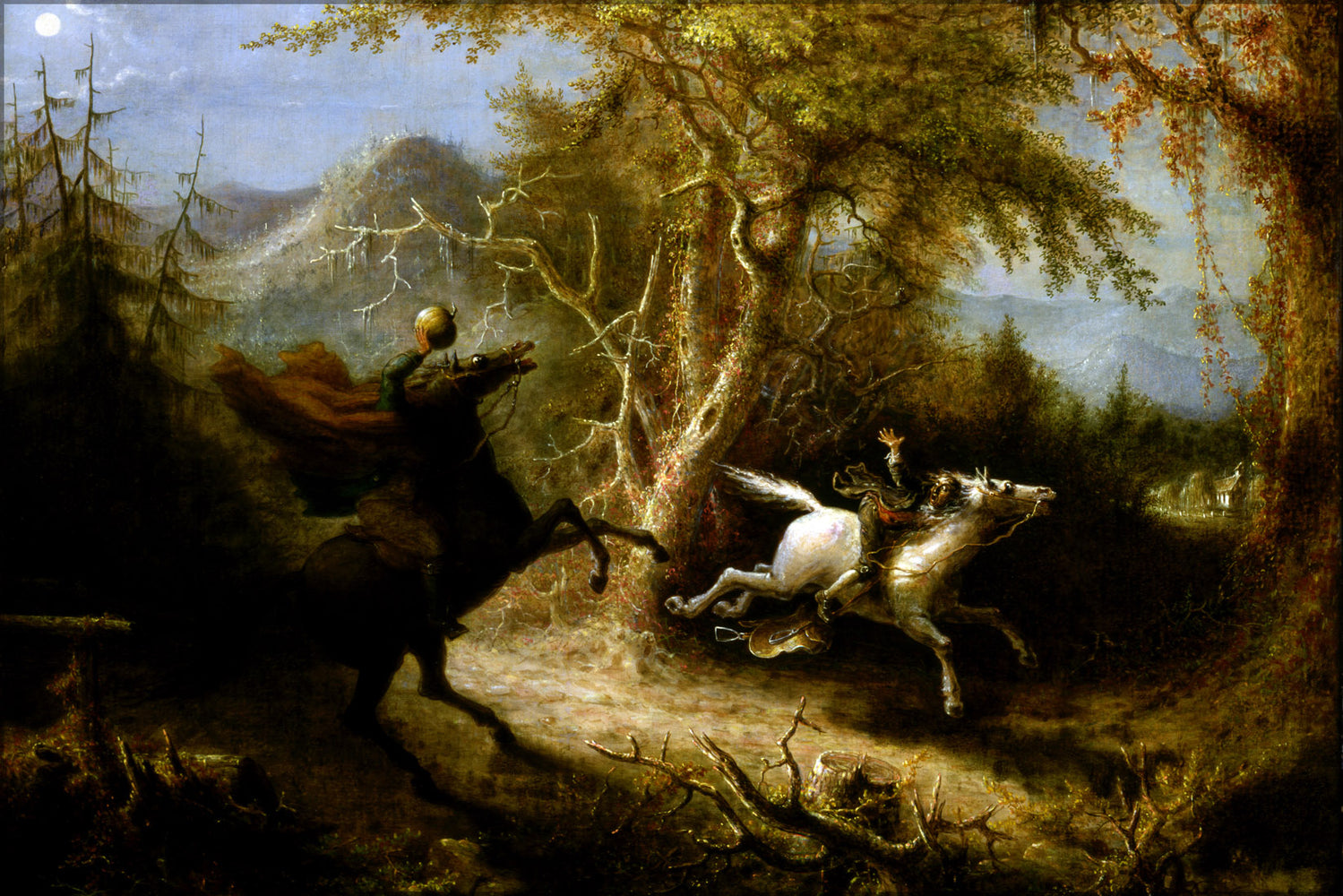 24"x36" Gallery Poster, Headless Horseman Pursuing Ichabod Crane by john quidor 1858