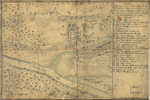 24"x36" Gallery Poster, Hessian map of 1776 Battle of Trenton