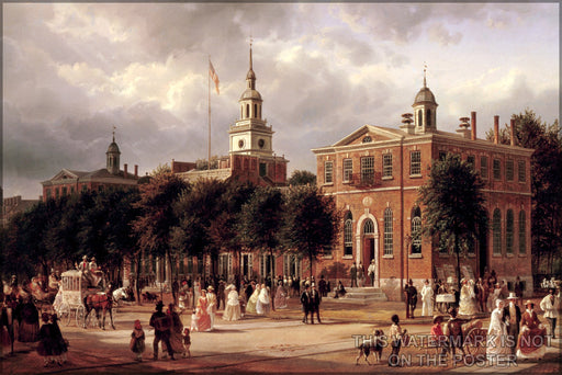24"x36" Gallery Poster, Independence Hall in Philadelphia by Ferdinand Richardt, 1858-63