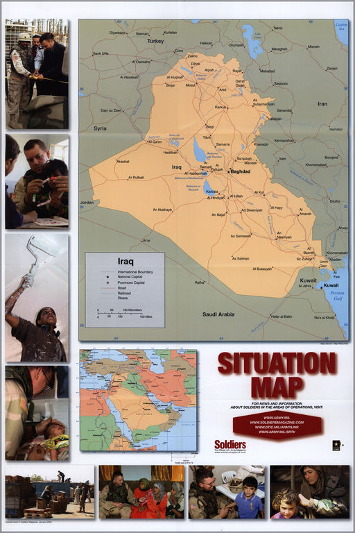 24"x36" Gallery Poster, Iraq, situation map us army 2004