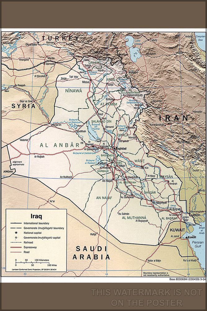 24"x36" Gallery Poster, Iraq CIA map