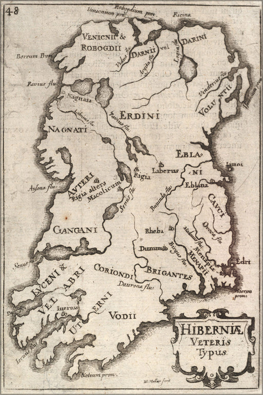 24"x36" Gallery Poster, Ireland 17th Century Map