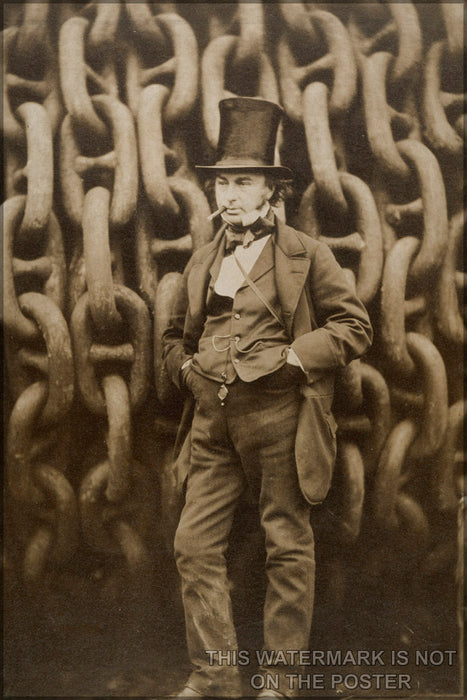 24"x36" Gallery Poster, Isambard Kingdom Brunel by the launching chains of the Great Eastern