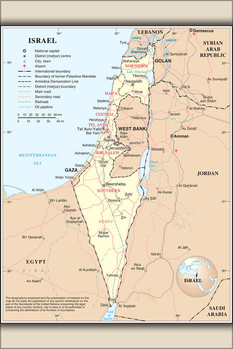 24"x36" Gallery Poster, Israel UN Map