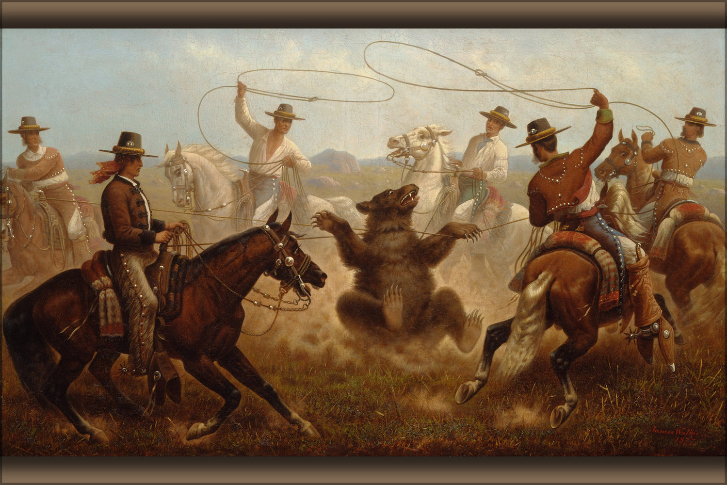 24"x36" Gallery Poster, James Walker Cowboys Roping a Bear