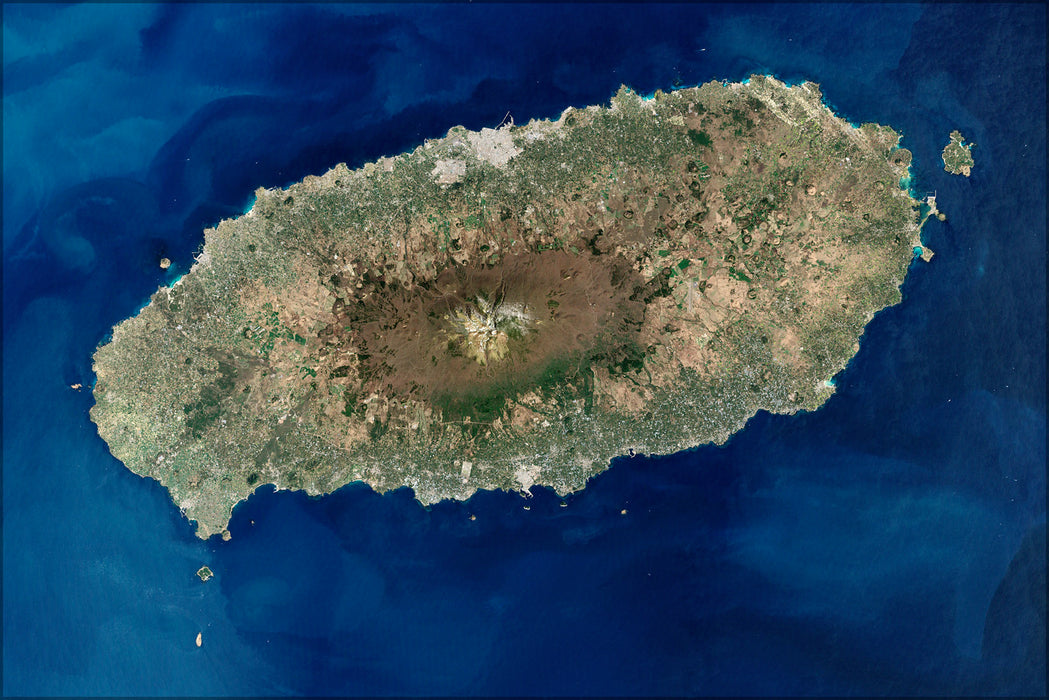 24"x36" Gallery Poster, Jeju Island satellite image map