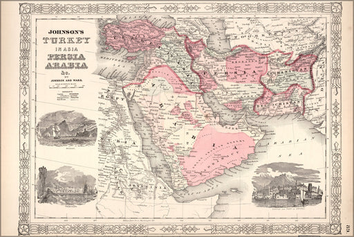 24"x36" Gallery Poster, Johnson map of Turkey in Asia Persia Arabia 1864