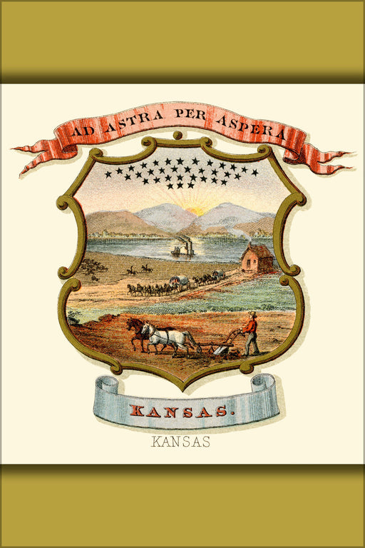 24"x36" Gallery Poster, Kansas state coat of arms (illustrated, 1876)