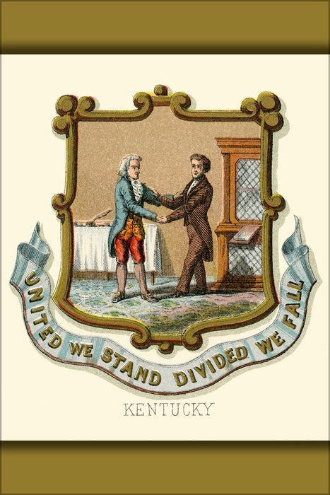 24"x36" Gallery Poster, Kentucky state coat of arms (illustrated, 1876)