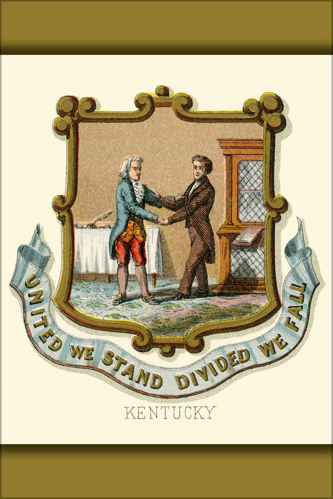 24"x36" Gallery Poster, Kentucky state coat of arms (illustrated, 1876)