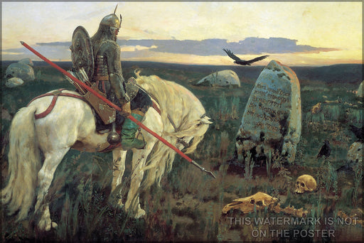 24"x36" Gallery Poster, Knight at the Crossroads Viktor Vasnetsov  (1878