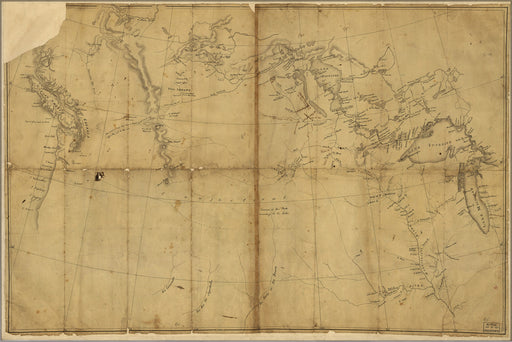 24"x36" Gallery Poster, Lewis and Clark map, annotations by Lewis 1803