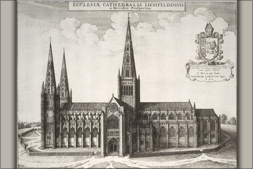 24"x36" Gallery Poster, Lichfield Cathedral 17th Century Map by Wenceslaus Hollar