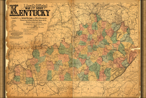 24"x36" Gallery Poster, Lloyd's official map of Kentucky 1862 p1