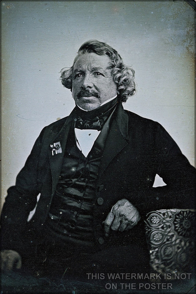 24"x36" Gallery Poster, Louis Daguerre Daguerreotype of  in 1844 by Jean-Baptiste Sabatier-Blot