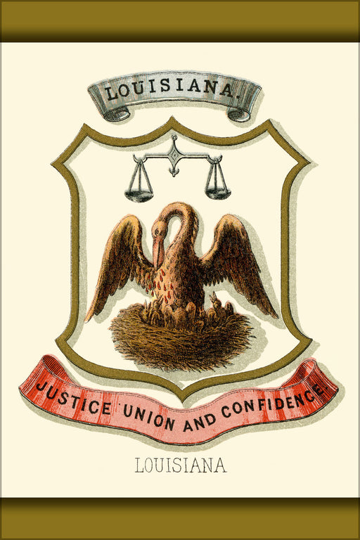 24"x36" Gallery Poster, Louisiana state coat of arms (illustrated, 1876)