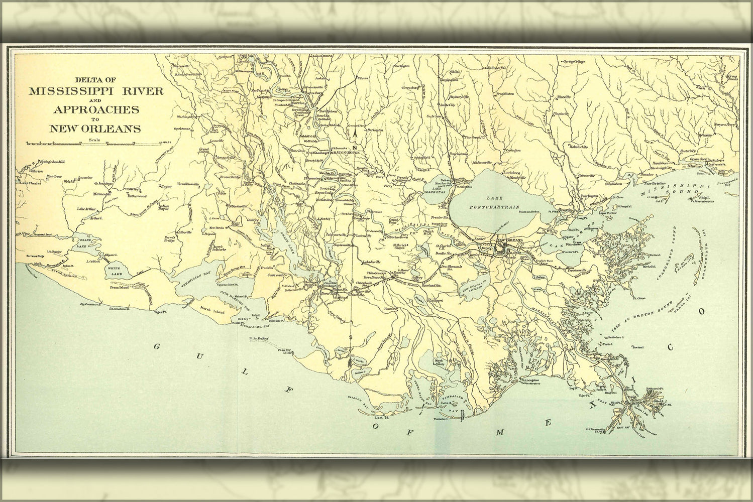 24"x36" Gallery Poster, Lower Mississippi River Map 1904