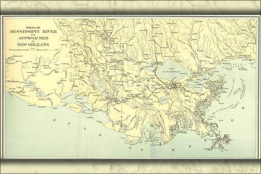 24"x36" Gallery Poster, Lower Mississippi River Map 1904