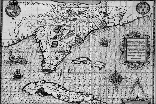 24"x36" Gallery Poster, MAP OF FLORIDA by jacques le Moyne 1591
