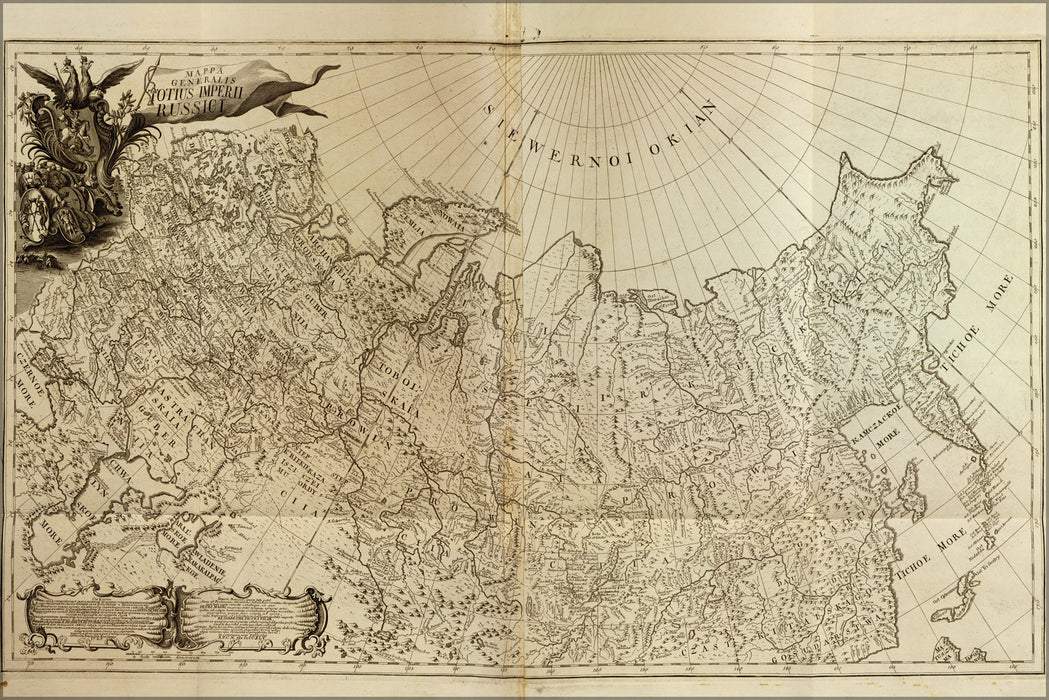 24"x36" Gallery Poster, MAP of russia 1726 in german