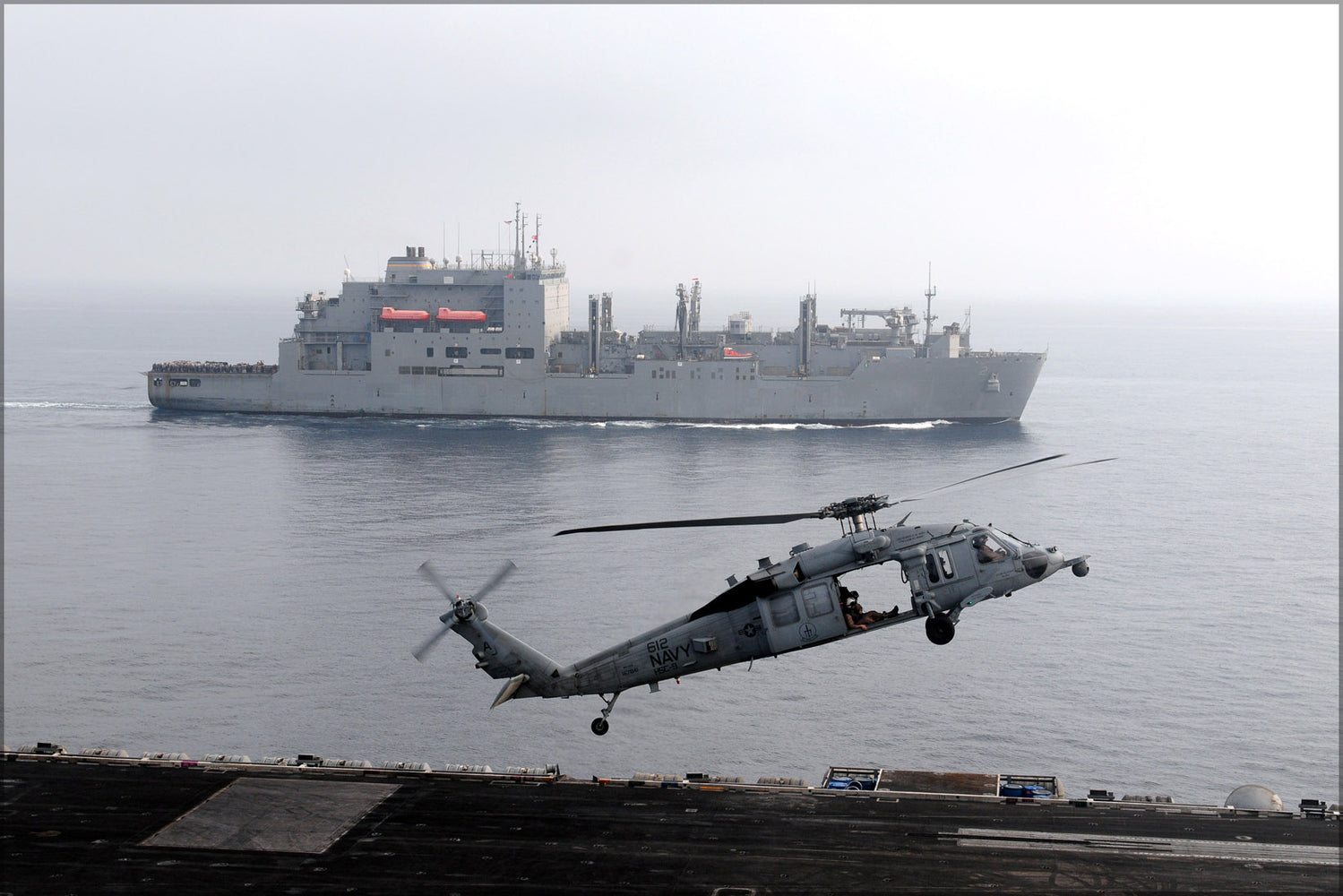 24"x36" Gallery Poster, MH-60S SeaHawk helicopter mh-60, USS George H.W. Bush (CVN 77)