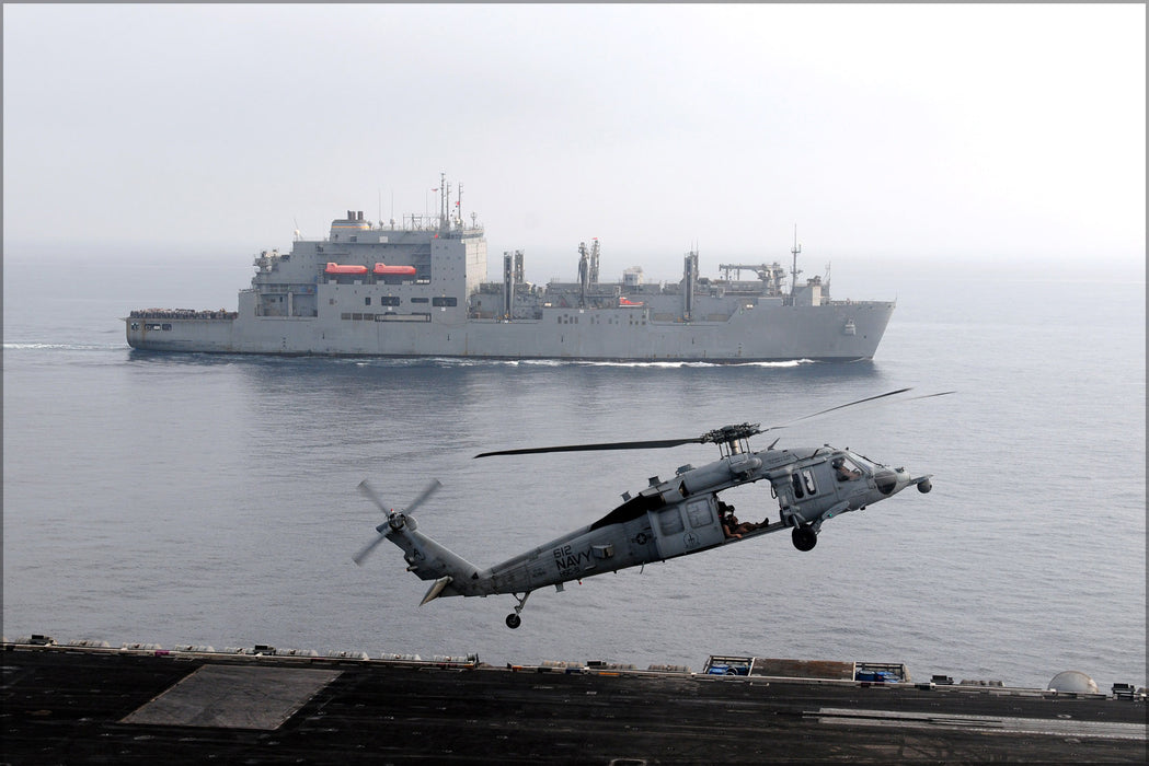 24"x36" Gallery Poster, MH-60S SeaHawk helicopter mh-60, USS George H.W. Bush (CVN 77)