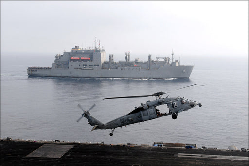 24"x36" Gallery Poster, MH-60S SeaHawk helicopter mh-60, USS George H.W. Bush (CVN 77)