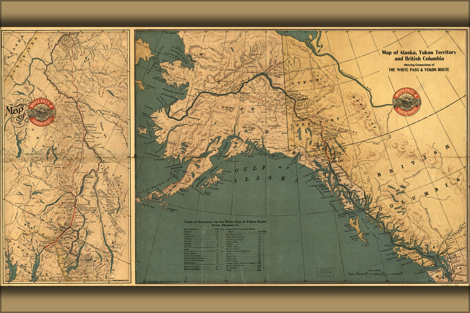 24"x36" Gallery Poster, Map Alaska Yukon Territory British Columbia 1904