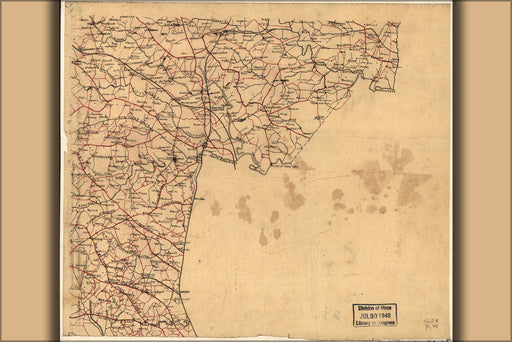24"x36" Gallery Poster, Map Caroline Hanover Henrico co's Virginia 1865