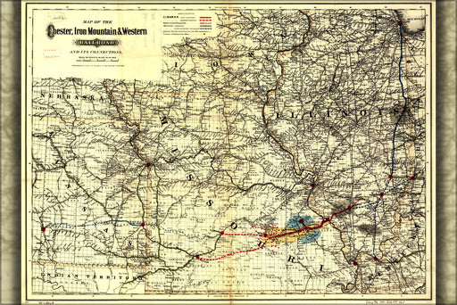 24"x36" Gallery Poster, Map Chester Iron Mountain Western Railroad 1881