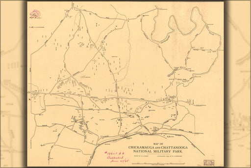 24"x36" Gallery Poster, Map Chickamauga Chattanooga National Park 1895 p2