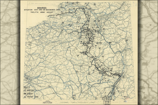 24"x36" Gallery Poster, Map Dec 20, 1944 battle of the bulge