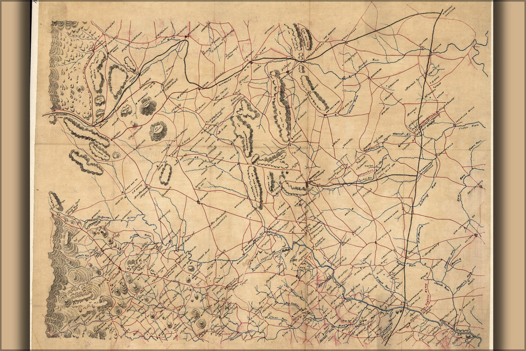 24"x36" Gallery Poster, Map Fauquier Prince William co's Virginia 1865