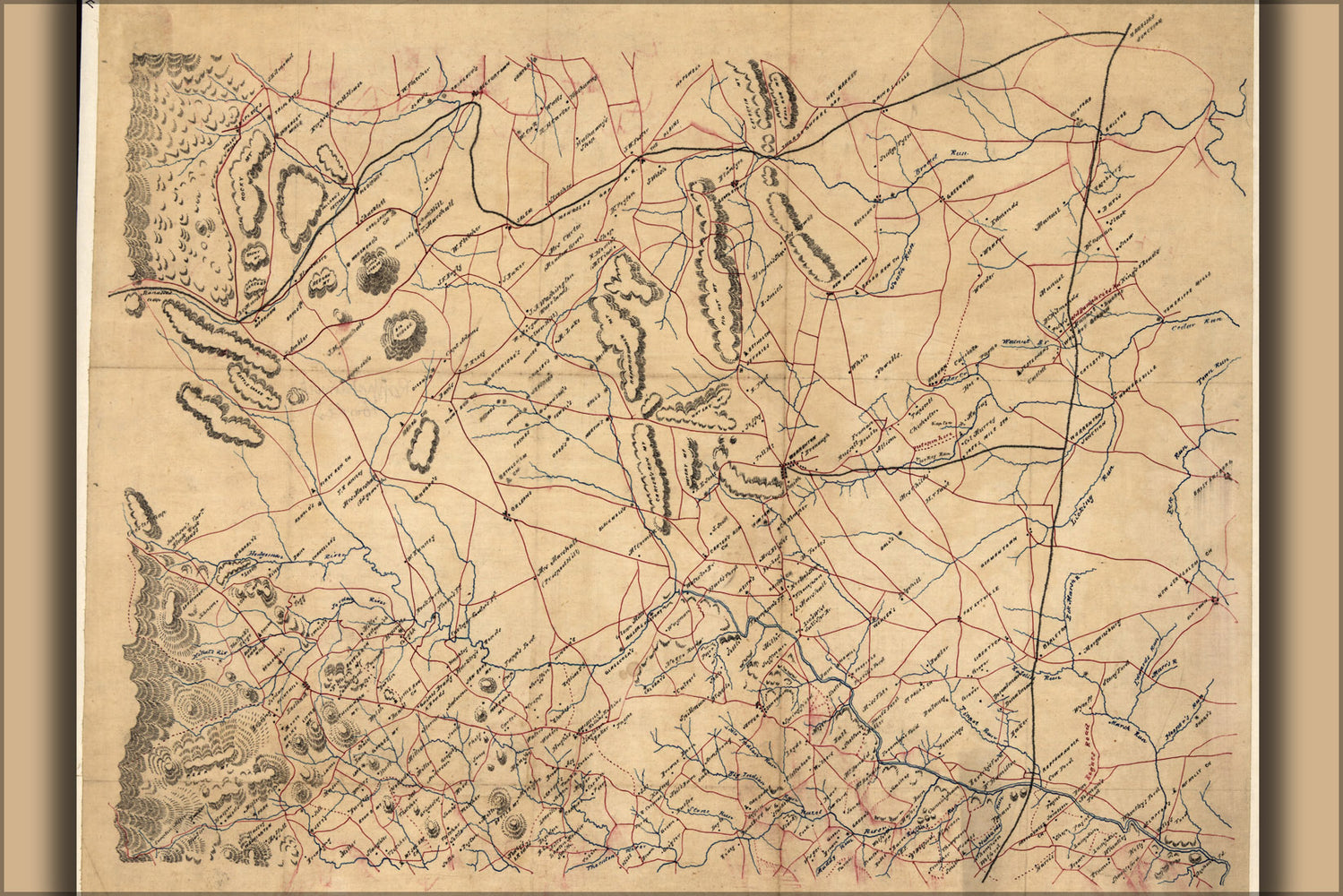 24"x36" Gallery Poster, Map Fauquier Prince William co's Virginia 1865