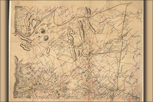 24"x36" Gallery Poster, Map Fauquier Prince William co's Virginia 1865