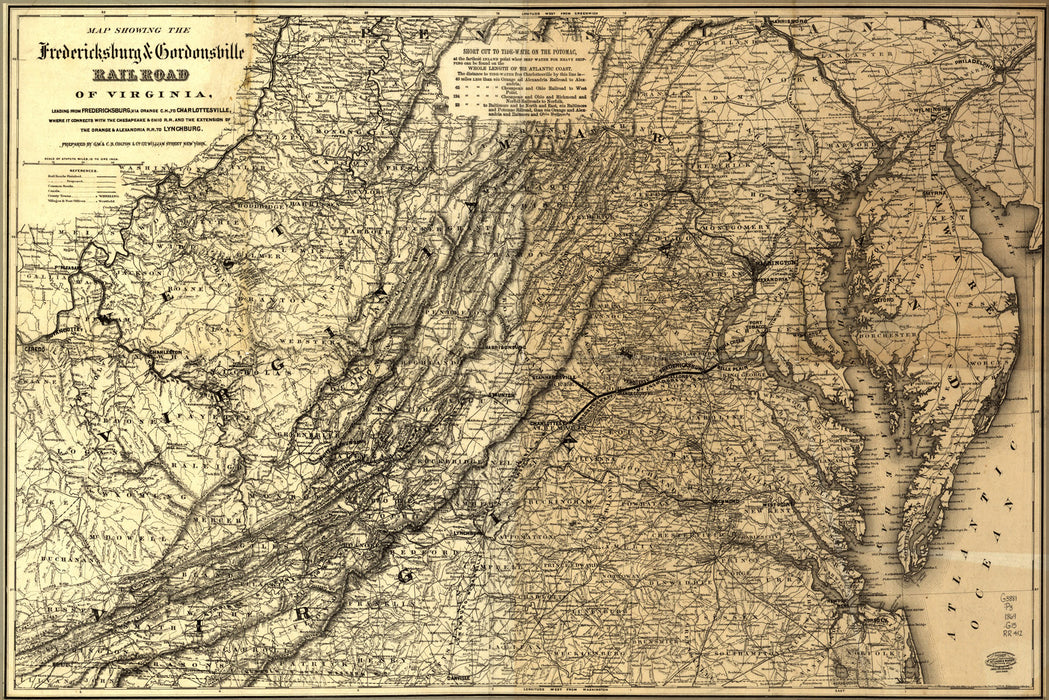 24"x36" Gallery Poster, Map Fredericksburg RailRoad Virginia 1869