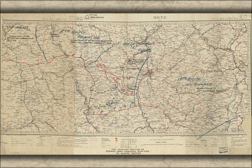 24"x36" Gallery Poster, Map German Army geologic stations St Mihiel 1918