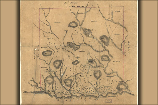 24"x36" Gallery Poster, Map Grant Sabine DeSoto Parishes Louisiana 1800